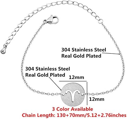 Zodiac Necklace and Bracelet 12 Constellation Silver Zodiac Jewelry Set Birthday Gifts for Wome?Aries?...