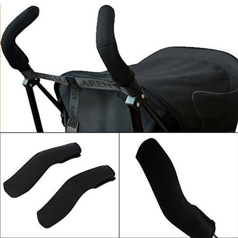 2Pcs/Pair Baby Stroller Armrest Cover, Removable Zipper Crossbar Elastic Protector Sleeve for Pushchair Pram, Black...