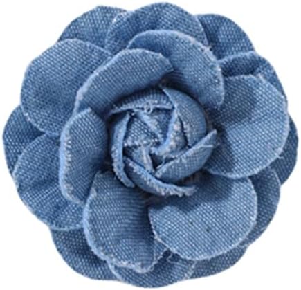 Fashion Denim Camellia Flower Lapel Brooch Pin for Women Girls Fabric Floral Bouquet Corsage Pins Clip Sweater Coat Dress Suit Backpack Brooches P...