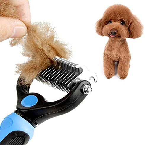 Pet Grooming Brush and Dematting Tool for Detangling Loose Haired and Undercoat, Helps Reduce Tangles and Mats in Long Fur, Gentle and Stress Free...