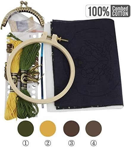 Beginner Embroidery Coin Purse kit, Simple Embroidery, Cross Stitch kit Suitable for Beginner Sewing Craft Friend Gift Bag (Yellow Flower)......