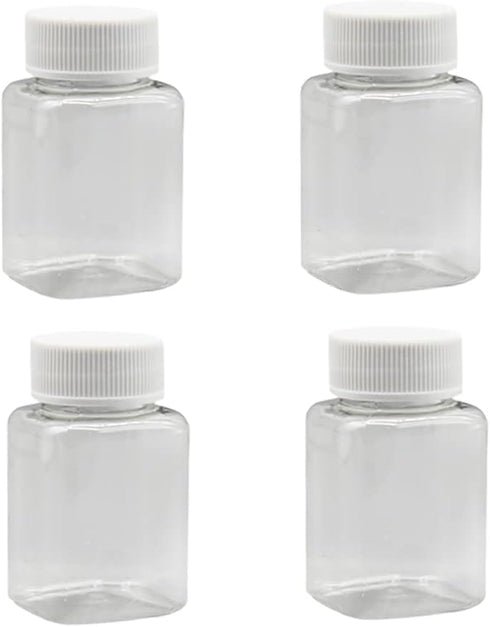 5 Pcs 80ml Empty Plastic Pill Bottles Clear Pill Dispenser Containers Solid Powder Storage Vials Square Liquid Sample Bottle for Crafts...