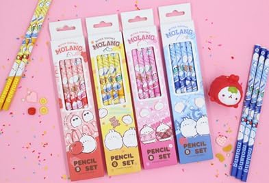 TNB Cute Molang Character Pencil, 4 Packs of 3 Pcs (12 Count)...