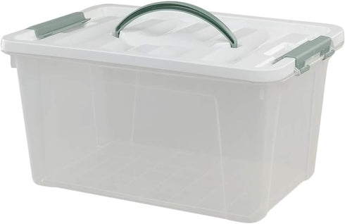 Saedy 14 Quart Latching Box, Great Funtionality Plastic Storage Bin with Lid, Clear Transparent Box with Handles...