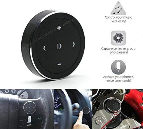 Wireless Bluetooth Media Button Remote Selfie Control Car Motorcycle Steering Wheel Music for iPhone or Android with Mount...