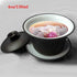 Gaiwan Teacup Kungfu Tea bowl Zisha Red Clay black 4oz/130ml Cup Sancai Saucers (Black white)...