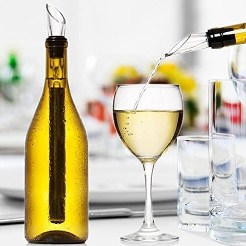 Wine Chiller Ice Red Wine Bottle Stainless Steel Cooler Chiller Stick Container Freezer 3 in 1 with Aerator and Pourer Wine Accessory (2)...