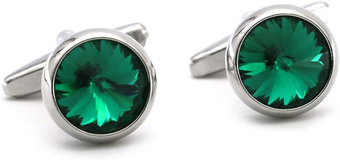 Men's Luxury Crystal Cufflinks Green Color Stone Quality Wedding Cuff Links with Gift Box...