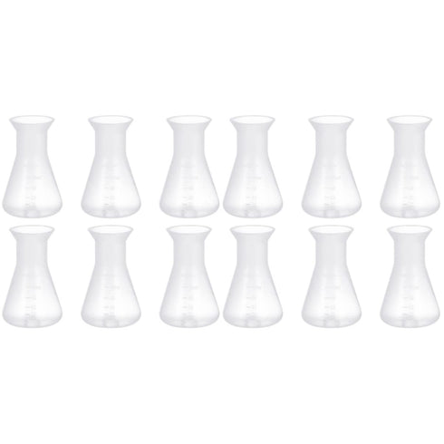 12pcs Flask, Bottle Kit Learning Mouth Supplies Ml Container Erlenmeyer Wide Triangular for Bottles Professional Scientific Plastic of Flask- Cone...