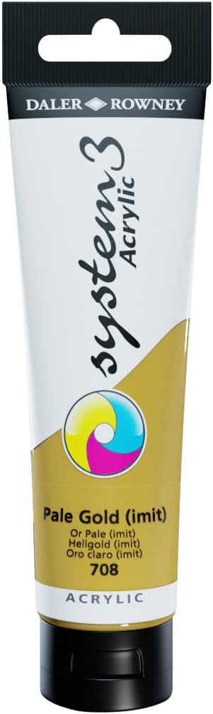 Daler Rowney System3 Pale Gold Imitation 150ml Acrylic Paint Tube - Acrylic Painting Supplies for Artists and Students - Artist Paint for Murals C...