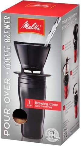 Melitta Cone Pour-Over Coffee Brewer and Ready Set Joe Mug, Black...