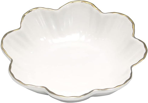 Porcelain Serving Dish,Ceramics Flower Relish Tray with Metallic Rim,Serving Bowls for Wedding,Party Perfect for Small Cereal, Pasta, Salad, Candy...