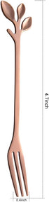 AnSaw 8-Pc Rose Gold Mini Leaf Fruit Forks Set - 4.7" Elegant Stainless Steel Dessert, Appetizer, Cake & Salad Forks - Perfect for Cocktail Partie...