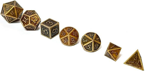 7 Pieces Metal DND Dice Set Retro D&D Polyhedral Dice with Flannel Bag for DND Dungeons and Dragons Role Playing Games (Bronze)...