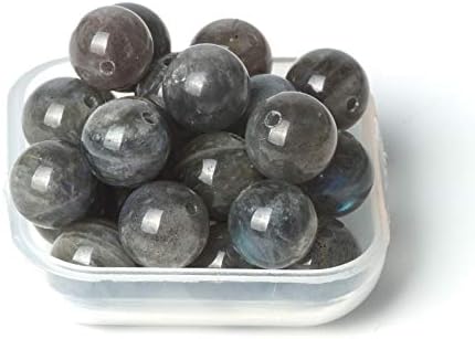 100Pcs Natural Stone 6mm Grey Moonstone Round Loose Gemstone Energy Healing Beads Hole Size 1mm DIY Smooth Beads for Bracelet Necklace Earrings Je...