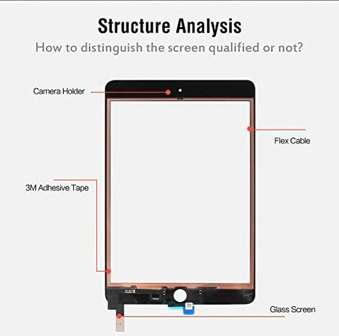 New Screen Replacement For iPad mini 4 7.9 inch A1538 A1550 Digitizer Glass Touch Screen Replacement and Pre-Installed Adhesive with Repair Tools ...