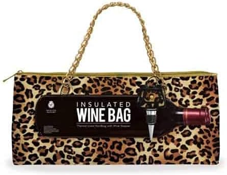 Insulated Wine Bag Trendy Women's Clutch Bag | Holds 1 Standard Bottle of Wine | Fashionable Lunch Bag Purse (Cheetah 1)...