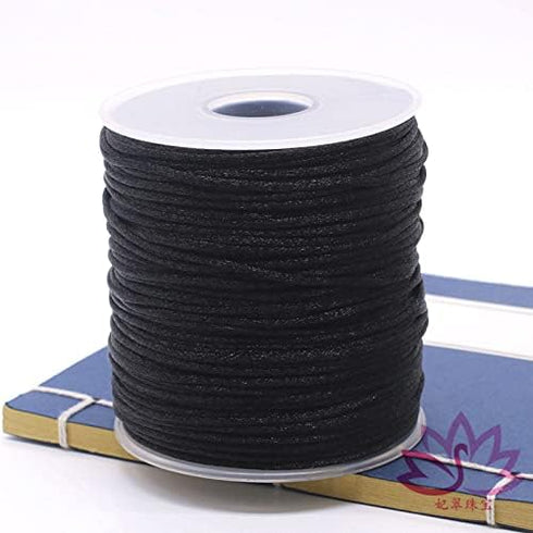 109 Yards Nylon Cord Beading Satin String for Chinese Knotting Rattail Beading Macrame Friendship Bracelet Jewelry Making (Black, 1.5MM)...