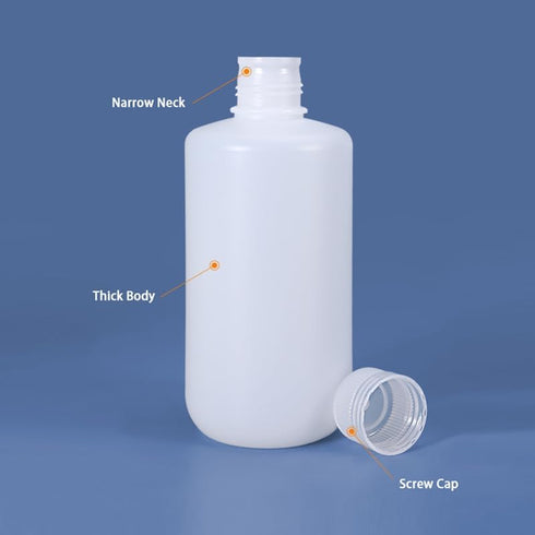 250ml/2 Pcs HDPE Narrow Mouth Round Container, Leak Proof Plastic Lab Chemical Reagent Bottles, Water Sample Bottles (Translucence, 8.45 oz)...