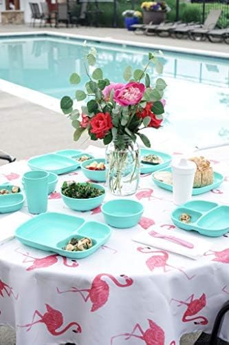 Re-Play Kids Dinnerware Set - 10 oz. Open Cup, 7" Flat Plate, 12 Oz. Bowl, Rounded Tip Fork and Deep Scoop Spoon - Dishwasher/Microwave Safe - Mad...