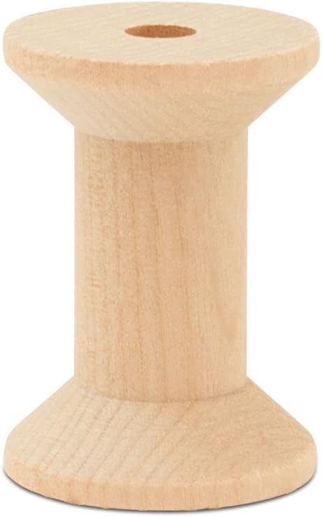 Hourglass Wooden Spools 2 x 1-3/8 Inch, Pack of 12 Large Wood Spools, Unfinished Birch, Splinter-Free for Crafts by Woodpeckers...