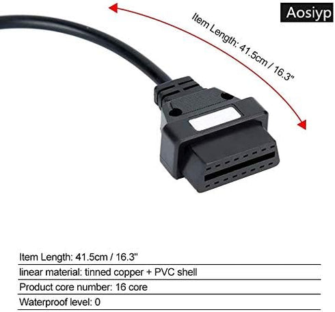 OBD2 to OBD1 GM Adapter,OBD1 12 Pins to OBD2 16 Pins Diagnostic Tool Connector Adapter Cable Replacement for GM...