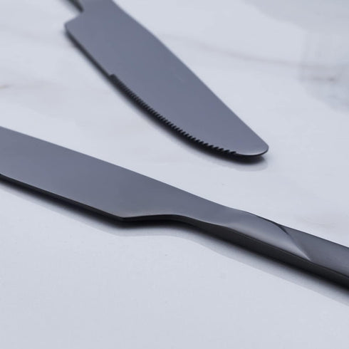 Black Dinner Knife Set, 9.2-inch Stainless Steel Shiny Black Dinner Table Knife Silverware, Set of 6...