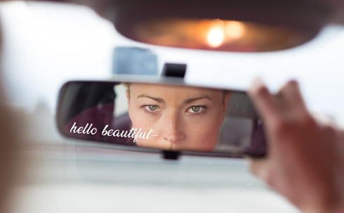 AG- 2 Pack Hello Beautiful Vanity Rear View Mirror Self-Motivation Decal Sticker for Car Windows Mirrors Decals for Women Self-affirmation Decal...