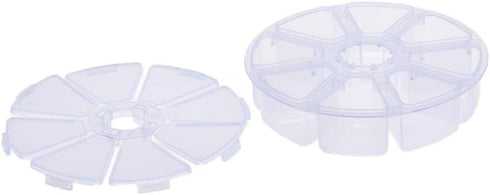 AKOAK 1 Pack Round 8-Compartment Storage Box, Easy to Carry, for Storing Earrings, Rings, Beads, Rhinestones, Pills and More (White)...
