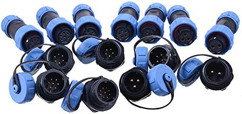 SP13 Aviation Connector M13 Female Plug + Circular Male Socket ?13mm Outdoor Waterproof IP68 Plastic Connectors with Cap Panel Mount Gold Plated 3...