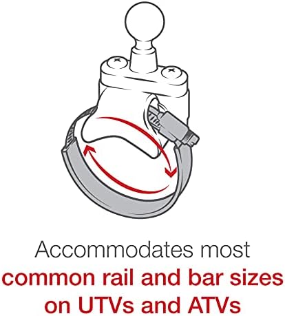 RAM Mounts RAM-B-231Z-2U ATV/UTV Ball Base for Rails up to 3.15" in Diameter with B Size 1" Ball...