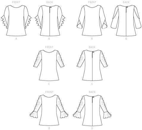Butterick B6687Y Easy Women's Semi-Fitted Shirt Sewing Patterns, Sizes 4-14, White...