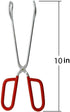 10-Inch Heavy Duty Stainless Steel Kitchen Tongs - Non-Slip Comfortable Red Grip, Scissor Design, Heat Resistant for BBQ and Cooking...