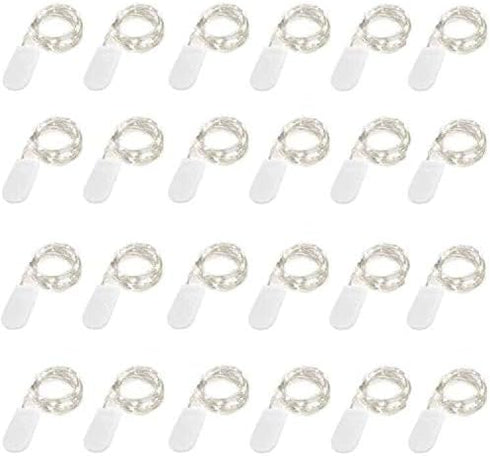 24 Pack 6.6ft 20 LED Mini String Lights Silver Wire Starry Lights for DIY Wedding Party Festival Halloween Christmas (Cool White)...