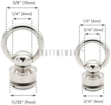 CRAFTMEMORE 2pcs Wallet Chain Connector Solid Brass Ball Post Screwback O-Ring Concho Leather Craft Accessories HRBP (Natural Brass, Inside O-Ring...