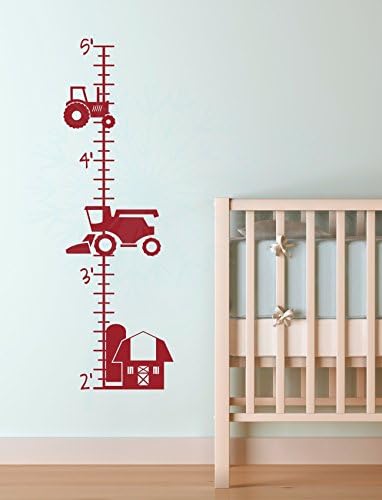 Wall Decor Plus More Farm Tractor Growth Chart Height Ruler Vinyl Boy Bedroom Art Stickers Red...
