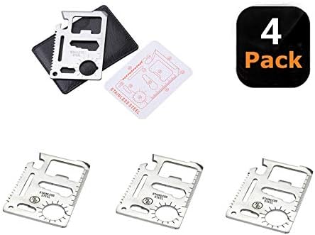 Stainless Steel Survival Pocket Tool - 11-in-1 Multipurpose Silver Beer Bottle Opener/Portable Wallet Pocket Size/Gifts for Men and Women(4-Pack)...