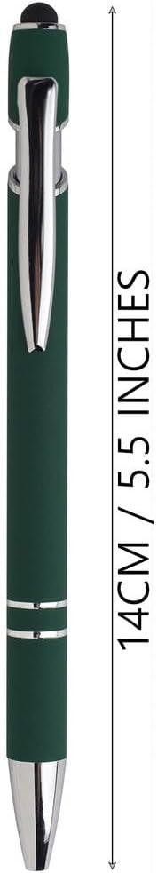 Retractable Ball Point Pens with Stylus Tip Medium Point Soft Touch Metal Matt Wine Red Barrel Black Ink 10 Count...