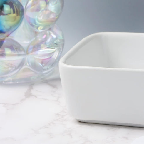 Candy Color Ceramic Paper Clip Holder for Desk Cute Paperclips Dispenser 3.5Inch Square Paper Clips Organizer Binder Clip Holder (White Paper Clip...