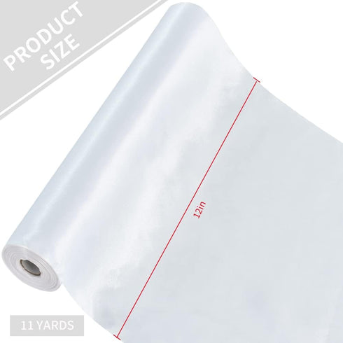 TONIFUL 12 Inch X 11yds White Satin Ribbon Extra Wide Christmas Ribbon for Outdoor Use, Ribbon Cutting Ceremony, Grand Opening Ribbon, Table Runne...