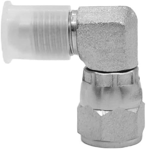 (2-PACK) 6500-04-04 Hydraulic Hose Adapter Fitting 1/4" Male JIC 37° Flare (7/16-20 UNF) × 1/4" Female JIC 37° Swivel Nut (7/16-20 UNF) 90° Elbow ...