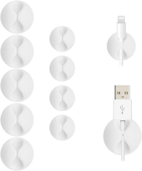 Cable Clips White 9 PCS, Phone Charger Cord Holder, Cable Cord Management for Desk, Office and Nightstands, Mixed Sizes......