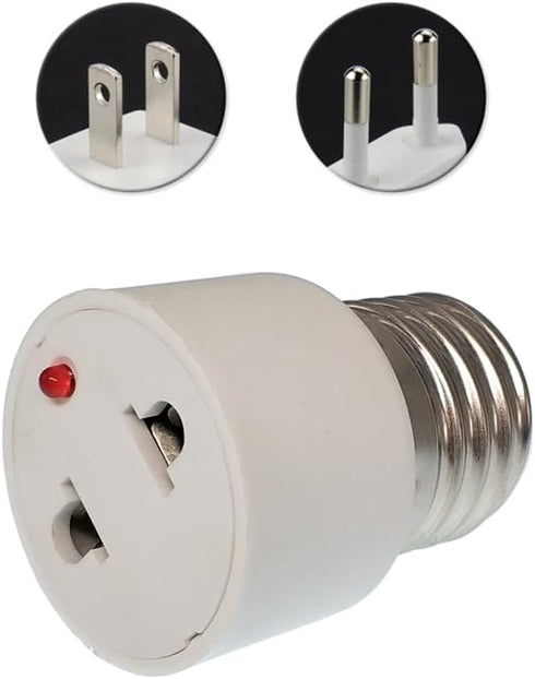 E-Simpo 2pcs E26 E27 Screw Lamp Socket to Outlet Adapter, Lampholder Outlet Adapter, Edison Screw Light Socket Bulb Holder to US/EU Plug Adapter w...