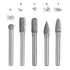 5pcs 1/4" Shank Diamond Burr Bits Set for Rotary Tool, 6x8mm Tungsten Carbide Rotary Files for Woodworking/Drilling/Carving/Engraving/Grinding (Si...