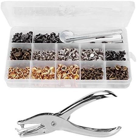 240Sets Leather Snap Fasteners Kit, 6x6mm 8x8mm 8x12mm Metal Button Snaps Press Studs, with Pliers, for Rivets Replacement DIY Craft Repairing Dec...