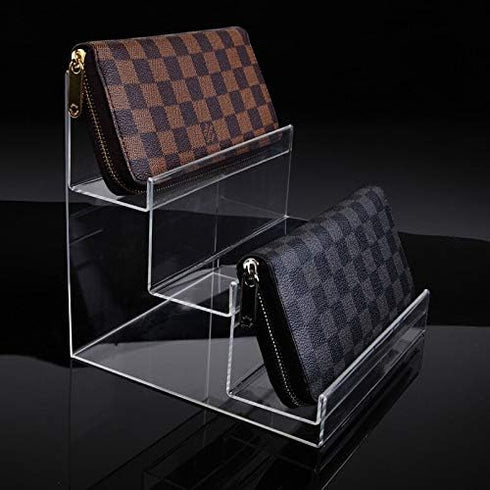 Acrylic Wallet Display Stand Holder Acrylic Jewelry Display Riser Shelf Showcase Fixtures (2pcs 3-Tiers)...