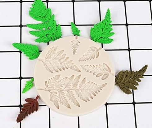2 Piece Leaf Fondant Silicone Mold, Fern Mold 3D Mini Maple Shaped Leaves DIY Cake Mold Cupcake Decoration, Gum Paste Fondant Mold Cake Border Cup...