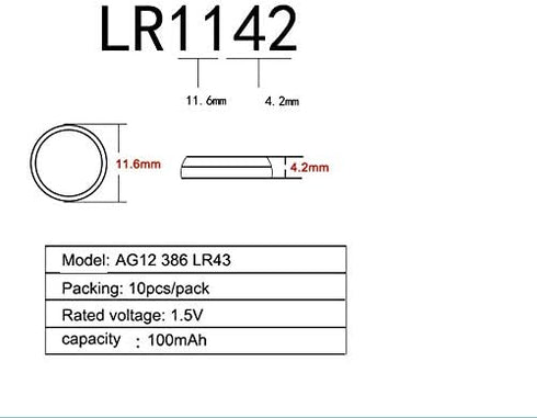 Cotchear 10pcs LR43 Batteries 1.5V AG12 Button Cell Battery L1142 SR43 SR43 260 386 Battery for Watch Toys...
