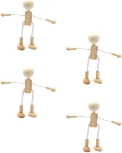 Exceart Wooden Pegs Wooden Pegs Peg Doll Supplies 4PCS Unfinished Wood Doll Shapeable Educational Crafts Toys Desktop Decoration for Kids DIY Pain...