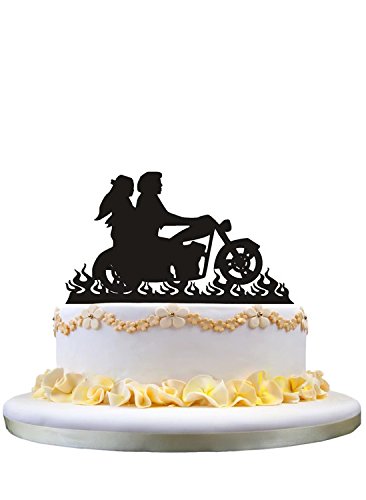 Motorcycle Wedding Cake Topper- Bride and Groom Cake Topper Perfect for Wedding Decor...